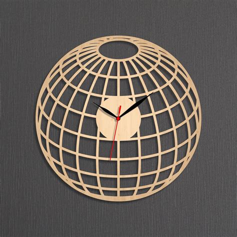 Globe Clock Wooden Clock Wall Clock Earth Globe World Map Etsy Uk