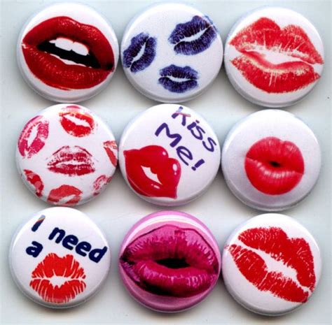Lips Kissing Puckered Lipstick Kisses 10 Pinback 1 By Yesware11