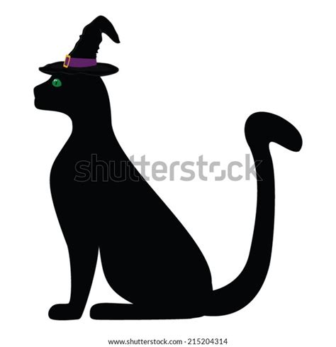 Black Cat Hat Halloween Stock Vector Royalty Free 215204314