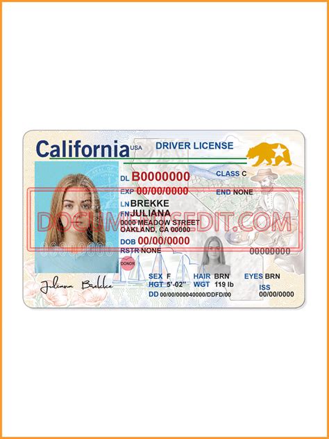 California Driving License Template V1 Documents Edit