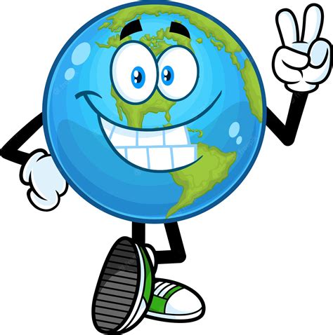 Premium Vector Smiling Earth Globe Cartoon Character Showing Peace