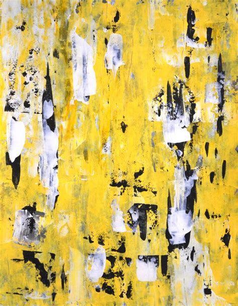 Acrylic Abstract Art Painting Black Yellow White Modern