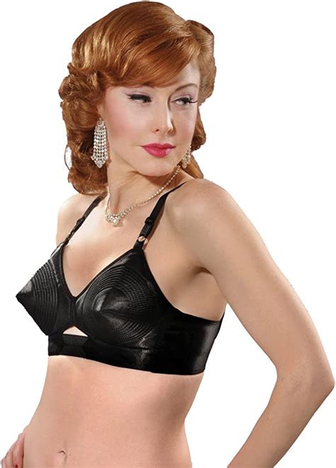 What Katie Did Padded Black Satin Bullet Bra L6035 At Amazon Women S Clothing Store