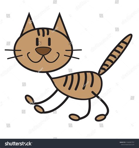 Stick Figure Cat Vector Cartoon Illustration Stock Vector Royalty Free