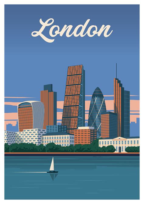 London Vintage Travel Poster Retro Wall Art Uk Print Travel Posters