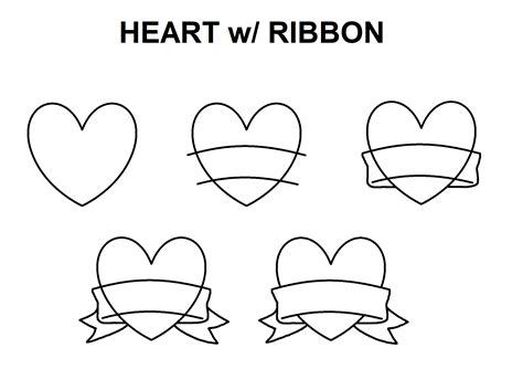 Heart And Ribbon Banner Drawing Cute Doodles Drawings How To Draw Ribbon