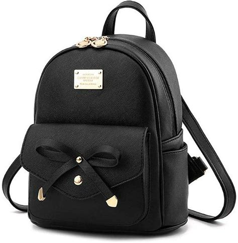 girls black mini backpack purse leather cute bowknot fashion small backpacks purses