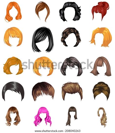 Hair Styles Collection Vector Stock Vector Royalty Free 208040263