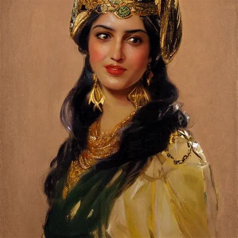 Krea Portrait Of A Handsome Lebanese Princess With Tan Skin Green