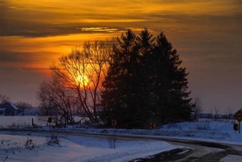 Winter Sunset On A Country Road Shutterbug
