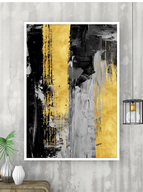 Bold Design Gold Plus Black Ink Printable Wall Art Abstract Etsy