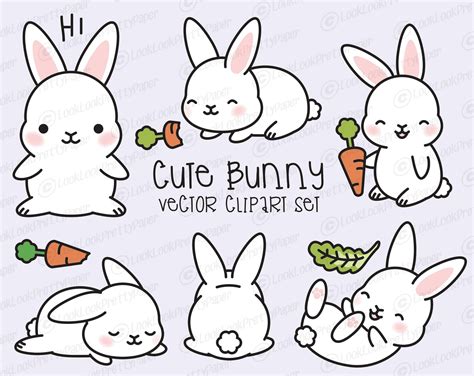 Drawing And Illustration Art And Collectibles Digital Kawaii Bunny Back To
