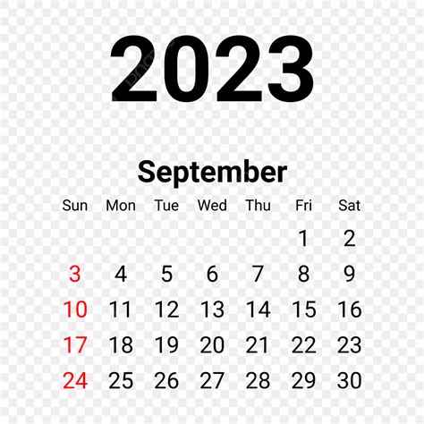 2023년 9월 미니멀리스트 캘린더 2023년 9월 미니멀리스트 달력 Png 2023년 9월 간단한 달력 Png 달력
