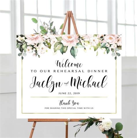 Pink Floral Rehearsal Dinner Welcome Sign Rehearsal Dinner Etsy In