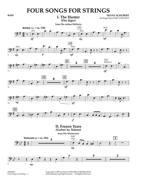 Four Songs For Strings Bass Sheet Music Cliff Colnot Orchestra