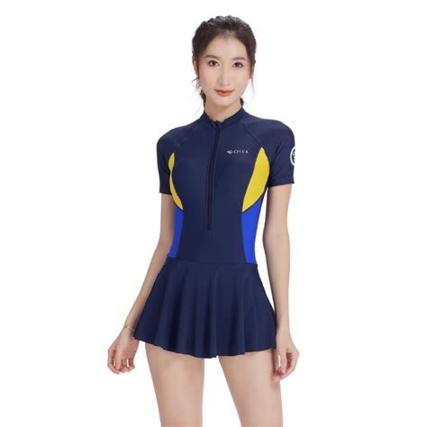 Đồ Bơi Nữ Liền Thân Tay Ngắn Xanh Navy Ruched Skirt One Piece