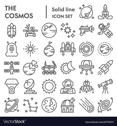 Cosmos Line Icon Set Space Symbols Collection Vector Image