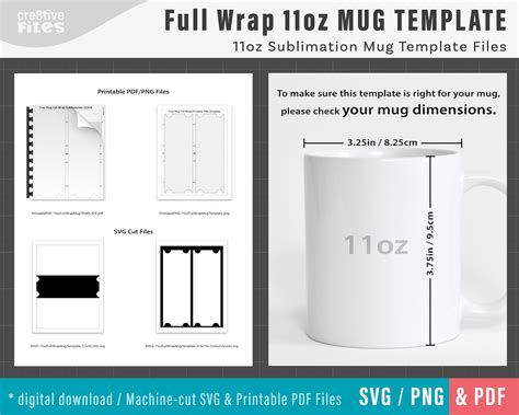 11 Oz Mug Sublimation Template Svg Png Pdf Printable Etsy Canada