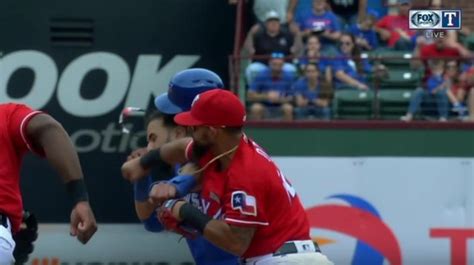 Texas Ranger Rougned Odor Punches Blue Jay Jose Bautista Ignites Brawl