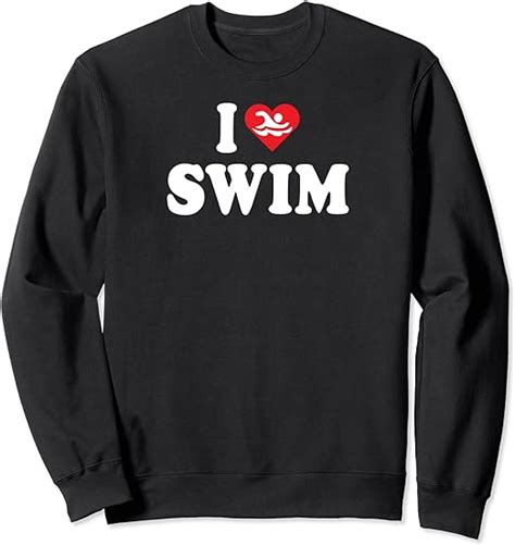 I Love Swim Heart Swimming Sweatshirt Clothing Shoes And Jewelry