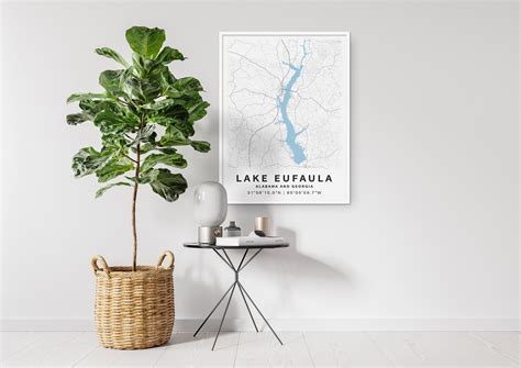 Printable Map Of Lake Eufaula Alabama And Georgia United Etsy