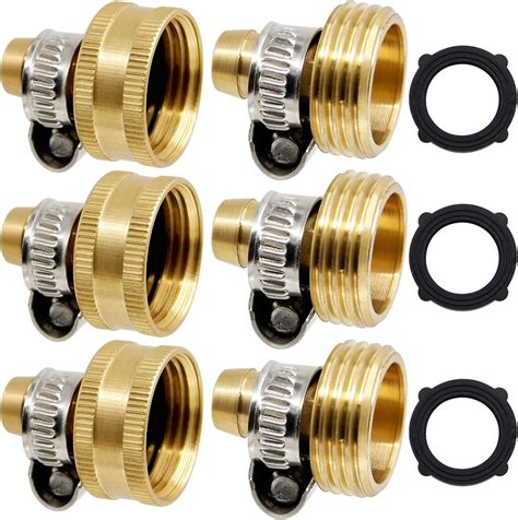 Twinkle Star Heavy Duty Brass 12 Garden Hose Mender End Repair Connector With Stainless Clamps