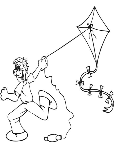 They were discovered in china by philosophers mozi and lu ban and were used as a vehicle to measure. Kite Coloring Page | Kid Flying Kite