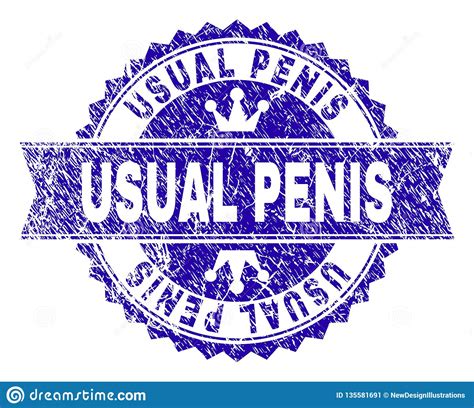 Grunge Textured Usual Penis Stamp Seal With Ribbon Stock Vector