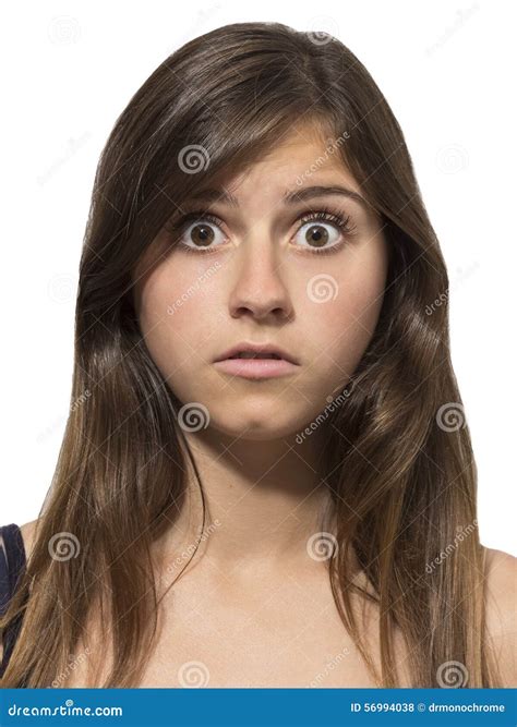 Beautiful Teenage Girl Portrait Surprised Scared Stock Photo Image Of