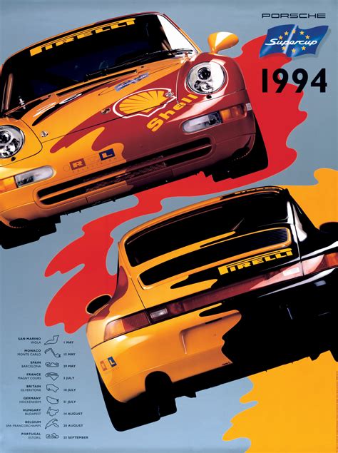 Porsche supercup, an international one make. Supercup 1994 (Yellow 993) | Posters and Prints | hobbyDB