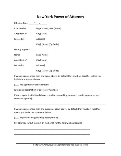 New York Power Of Attorney Template Fill Out Sign Online And