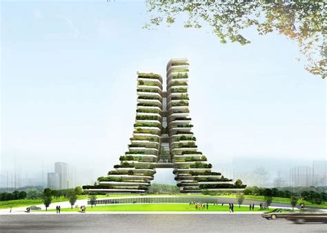 A Tall Tower With Lots Of Green Plants Growing On Its Sides In The