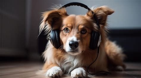 Premium Ai Image A Dog Wearing Headphones And A Pair Of Headphones