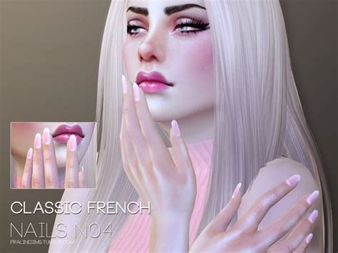 Pralinesims Classic French Nails N04 Sims 4 Nails Sims 4 Black Hair