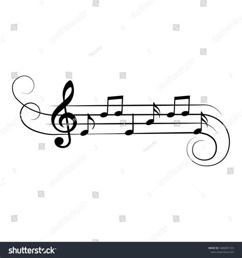 Music Notes On Curved Lines Swirls Stock Vector Royalty Free