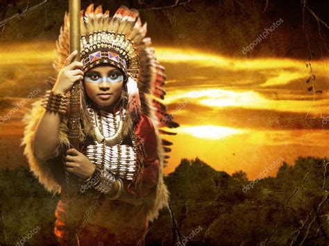 Warrior Native American Woman — Stock Photo