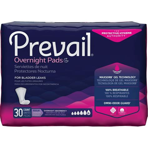 3 Pack Prevail Bladder Control Pads Overnight Absorbency Regular