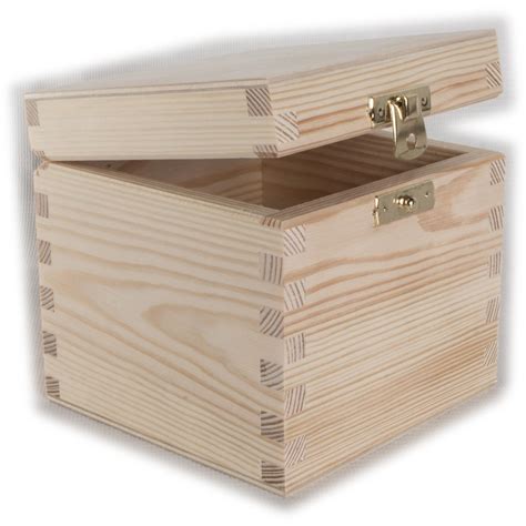 Square Cube Unpainted Wooden Box 43 X 43 X 39 Decorative Plain
