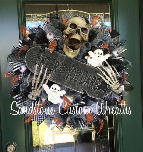 Skeleton Wreath Halloween Skeleton Wreath Halloween Etsy Scary