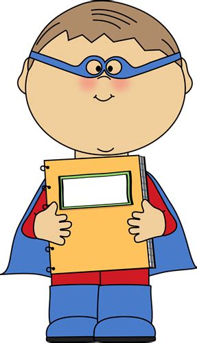 Boy Superhero With A Spiral Notebook Clip Art Boy Superhero With A