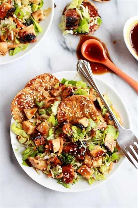 Chopped Asian Bbq Chicken Salad With Honey Sesame Crackers Half Baked
