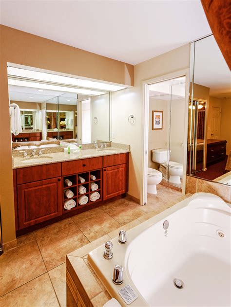 Each bedroom has a luxurious bathroom, and a stylish powder room is situated off the central living area. 2 Bedroom Suite Las Vegas at Westgate Flamingo Bay Resort