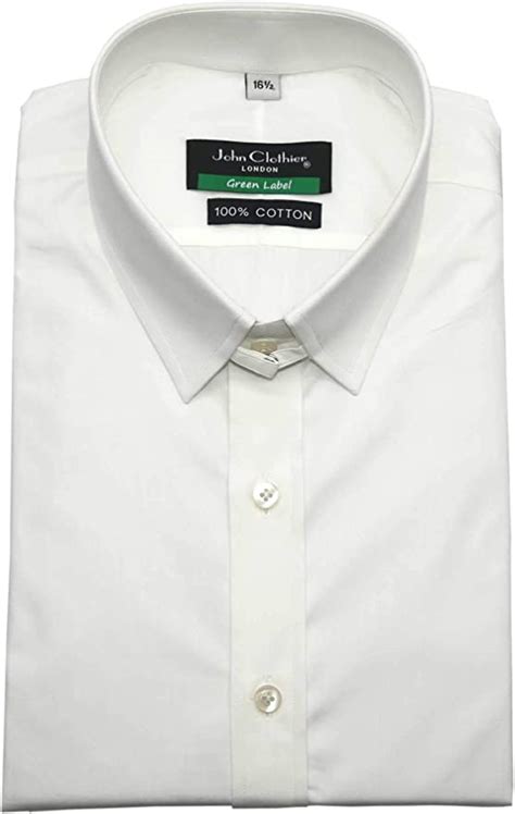 Mens Tab Collar Shirt 100 Cotton White Loop Collar Long Sleeves Single