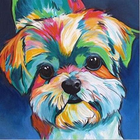 Yorkie Colors Diamond Painting Kit Diy Colorful Dog Paintings Dog