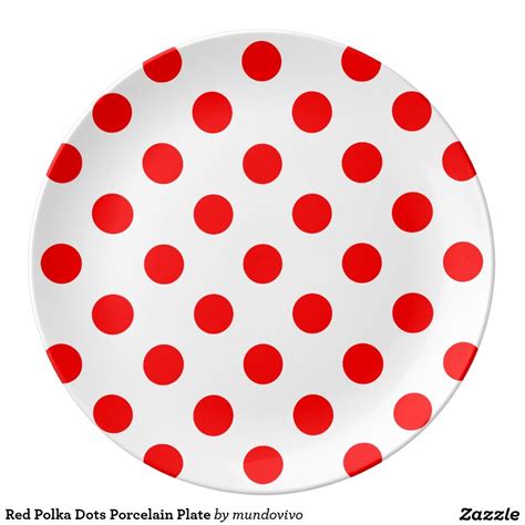 Red Polka Dots Porcelain Plate Red Polka Dots Porcelain