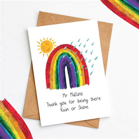 Personalised Rainbow Thank You Teacher Card By So Close