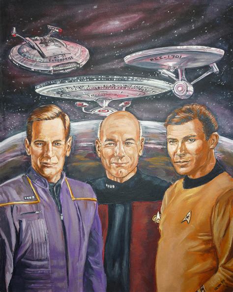Star Trek Tribute Enterprise Captains Painting By Bryan Bustard