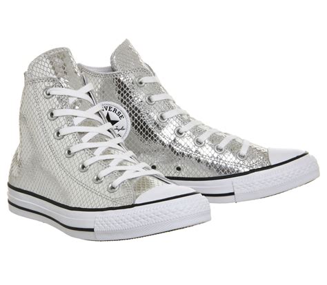 Converse Converse All Star Hi Metallic Snake Silver Hers Trainers