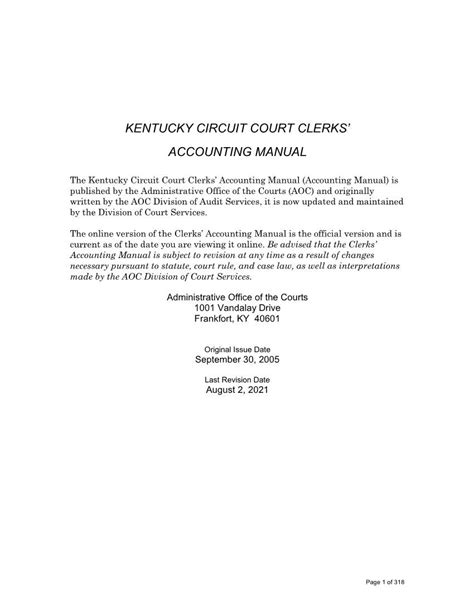 Kentucky Circuit Court Clerks Accounting Manual Docslib