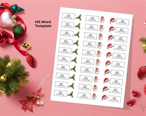 Printable Christmas Address Labels Per Page Ms Word Etsy Uk